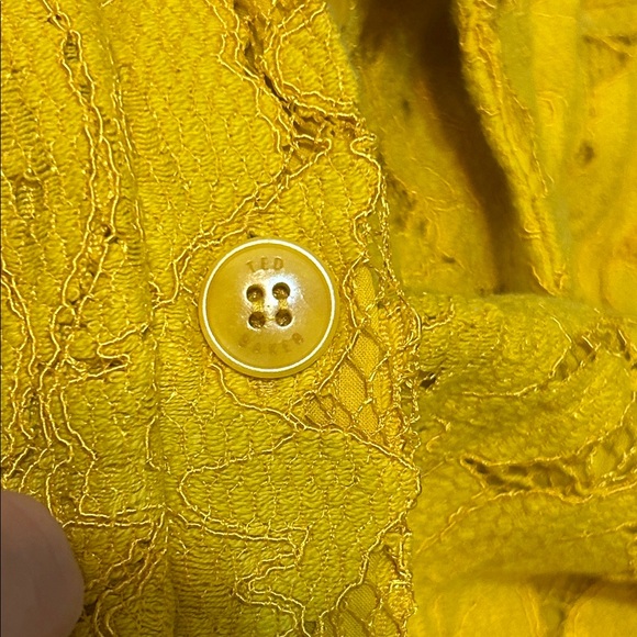 Ted Baker London Yellow Lace Shirtdress Collared Mini Size 0 - Picture 8 of 8